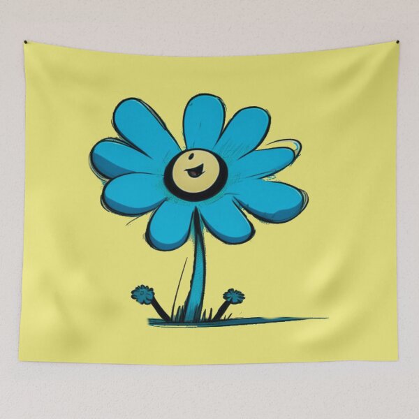 Item preview, Pastel Single Flower in Yellow tint & Blue Paint Pattern Design designed and sold by Md Rashid  Hasan.