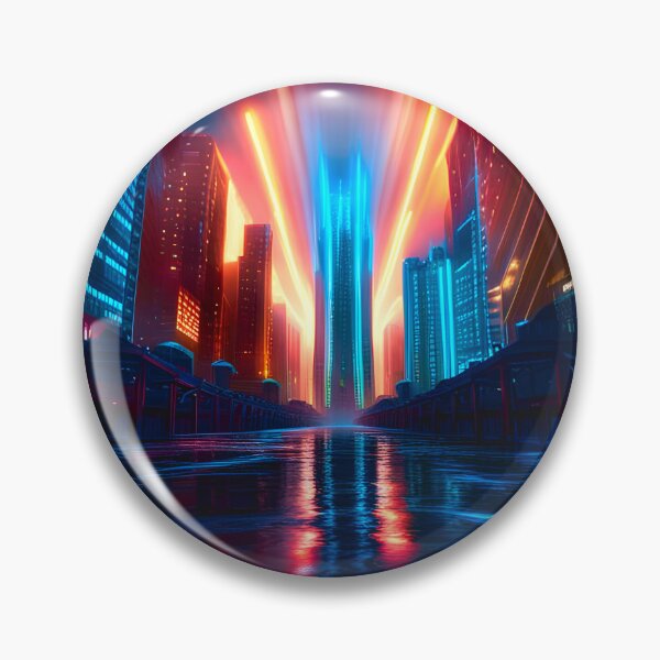Item preview, Ribbons Of Neon Fire Across A Cyber City designed and sold by Ink Art Design.