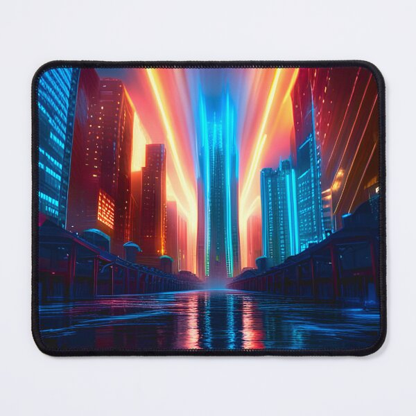 Item preview, Ribbons Of Neon Fire Across A Cyber City designed and sold by Ink Art Design.