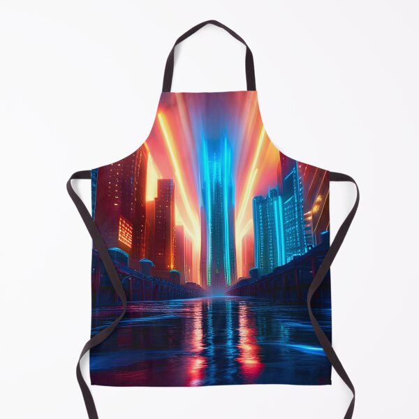Item preview, Ribbons Of Neon Fire Across A Cyber City designed and sold by Ink Art Design.