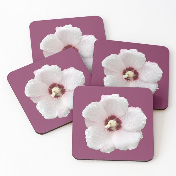 Item preview, Rose of Sharon aka Hibiscus with Dew Drops - burgundy background designed and sold by Louise-Mae.