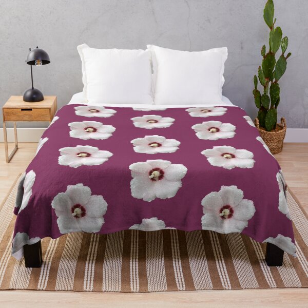 Item preview, Rose of Sharon aka Hibiscus with Dew Drops - burgundy background designed and sold by Louise-Mae.