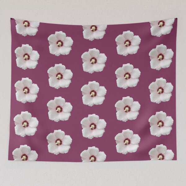Item preview, Rose of Sharon aka Hibiscus with Dew Drops - burgundy background designed and sold by Louise-Mae.
