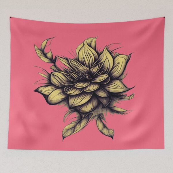 Item preview, Pastel Single Flower in Light golden sketch Paint Pattern Design designed and sold by Md Rashid  Hasan.