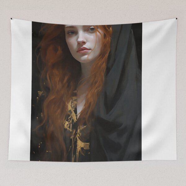 Item preview, Copy of Young beautiful hooded woman in black designed and sold by WallWhimsyWorks.