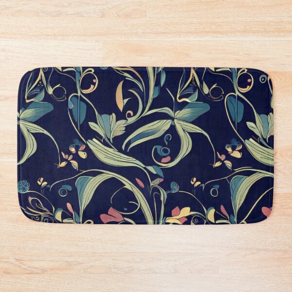 Item preview, Art nouveau botanical design on dark blue designed and sold by ArtNouveauLou.