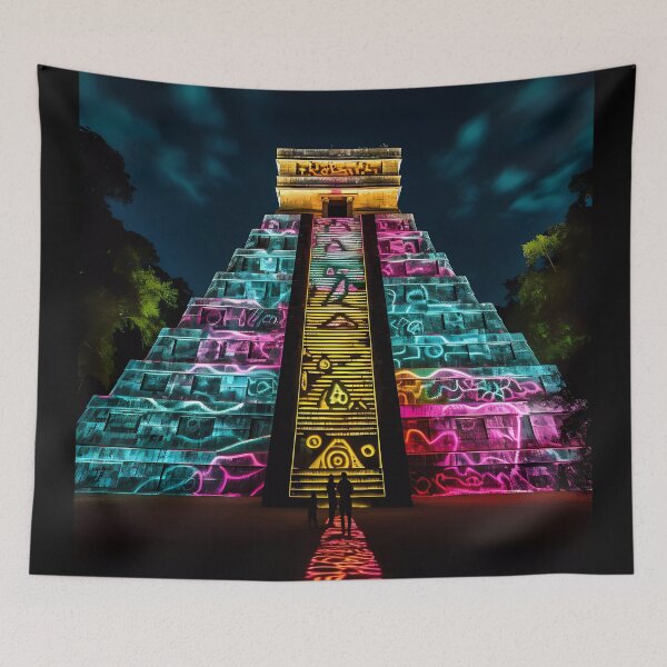 Item preview, "Chichen Itza: Outlined Neon and Argon Lighting Bright" designed and sold by Art-Vortex-fr.