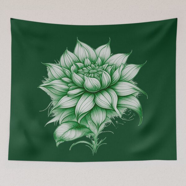 Item preview, Pastel Single Flower in Green & White Mixed sketch Paint Pattern Design designed and sold by Md Rashid  Hasan.