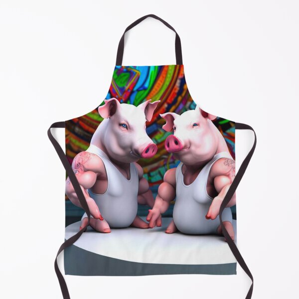 Item preview, Brawny Bonds: Tattooed Pig Allies in a Relaxing Imaginary Scene designed and sold by WhisperingGrove.