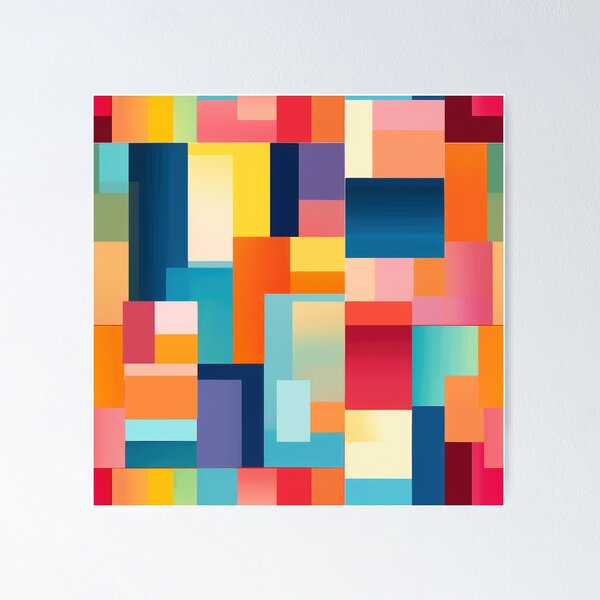 Geometric painting with 2024 colorful squares