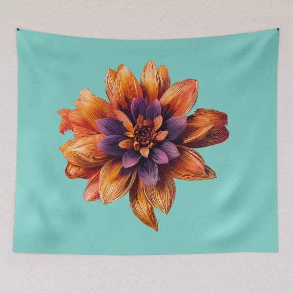 Item preview, Pastel Single Flower in Orange & Purple Mixed sketch Paint Pattern Design designed and sold by Md Rashid  Hasan.