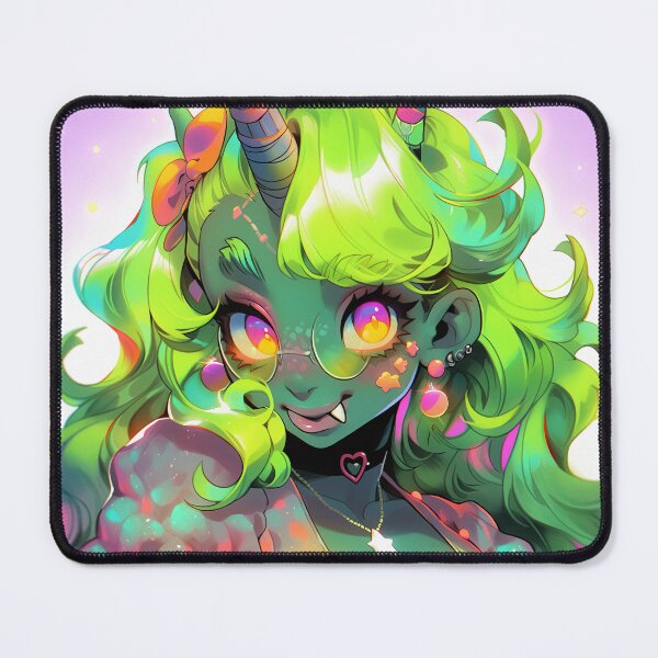 Item preview, Adorable Green Unicorn Orc Anime Girl designed and sold by bubblegoth.