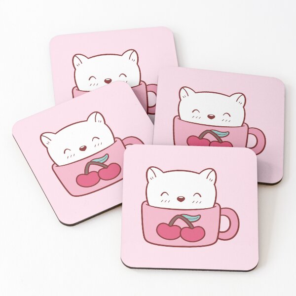 Item preview, Cute cat in a cherry cup designed and sold by TakaTatu.