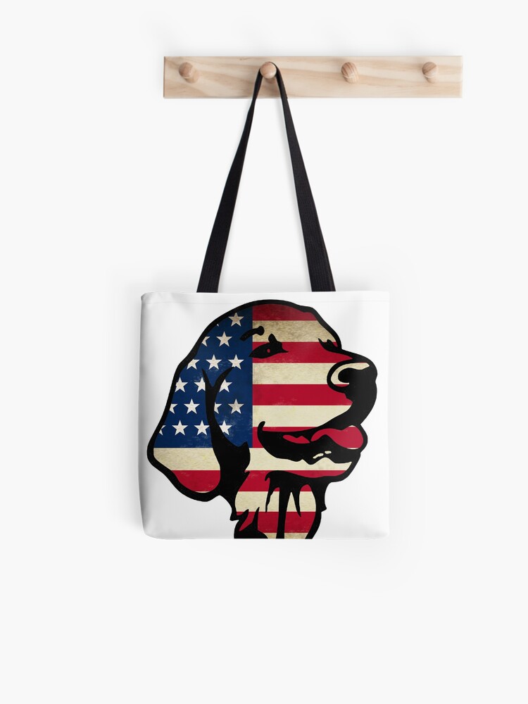 New Reusable Shopping Bag Golden Retriever American Flag Homegood Patriotic Tote