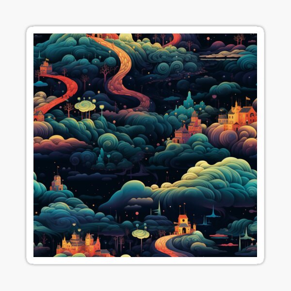 Item preview, Surreal DreamscapeV2 seamless pattern designed and sold by SorryCatPlay.