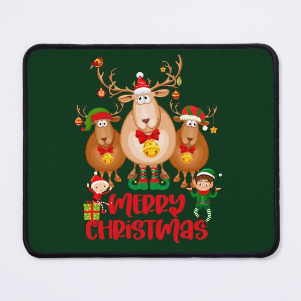 Artikelvorschau, Frohe Weihnachten mit skurrilen Rentieren und Elfen mit Weihnachtsmützen und -stiefeln entworfen und verkauft von FCS Specialties LLC.