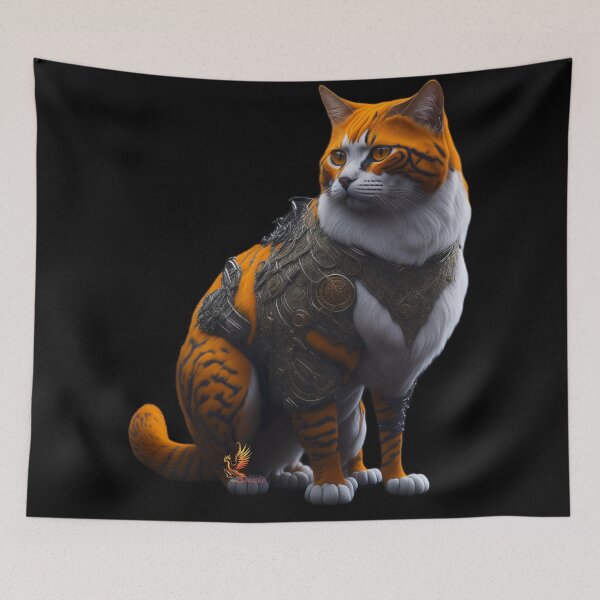 Item preview, Orange Cat in Steampunk Armor (Black) designed and sold by AmaziaCo.