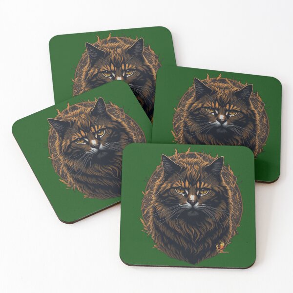Item preview, Brown Cat Head (Dark Green) designed and sold by AmaziaCo.