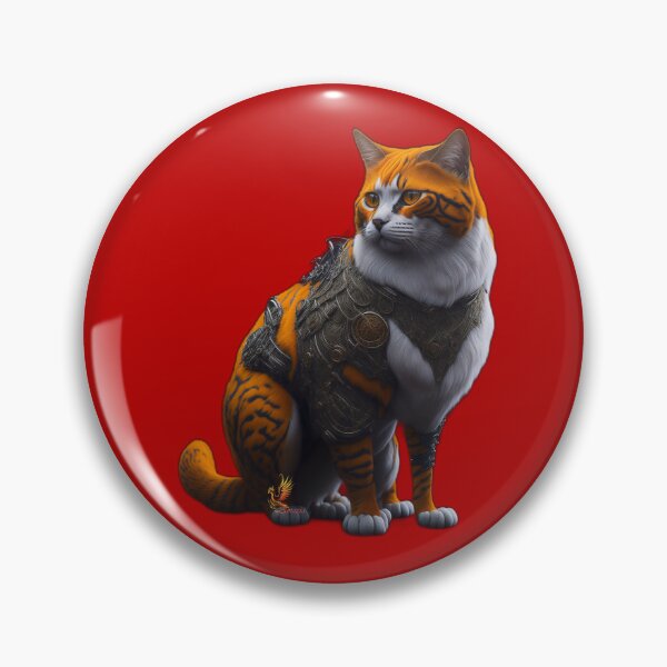 Item preview, Orange Cat in Steampunk Armor (Red) designed and sold by AmaziaCo.