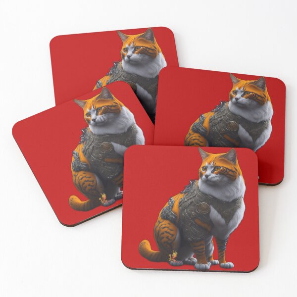 Item preview, Orange Cat in Steampunk Armor (Red) designed and sold by AmaziaCo.