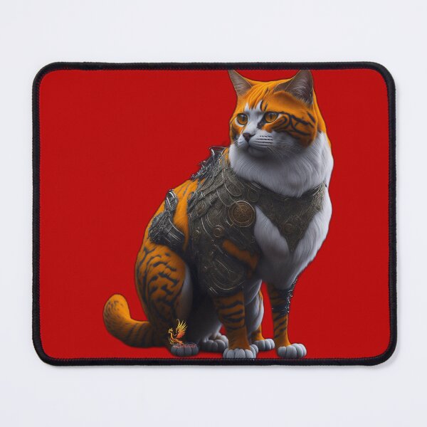 Item preview, Orange Cat in Steampunk Armor (Red) designed and sold by AmaziaCo.