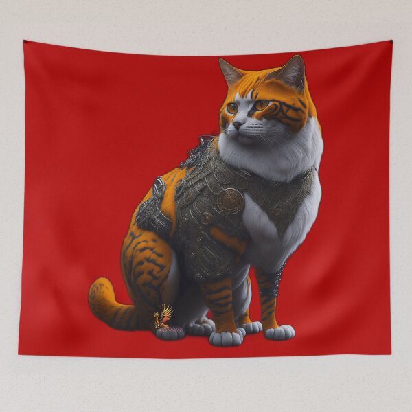 Item preview, Orange Cat in Steampunk Armor (Red) designed and sold by AmaziaCo.