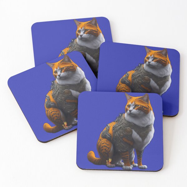 Item preview, Orange Cat in Steampunk Armor (Blue) designed and sold by AmaziaCo.