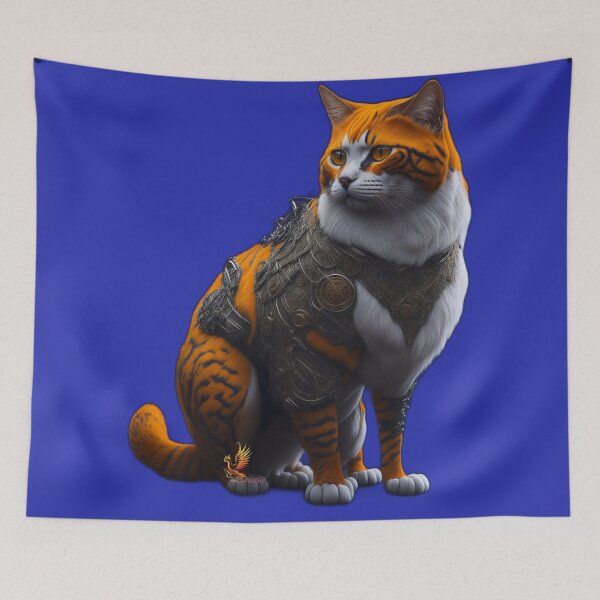 Item preview, Orange Cat in Steampunk Armor (Blue) designed and sold by AmaziaCo.