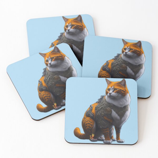 Item preview, Orange Cat in Steampunk Armor (Light Blue) designed and sold by AmaziaCo.