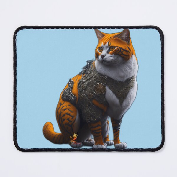 Item preview, Orange Cat in Steampunk Armor (Light Blue) designed and sold by AmaziaCo.