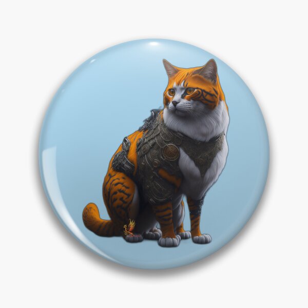 Item preview, Orange Cat in Steampunk Armor (Light Blue) designed and sold by AmaziaCo.