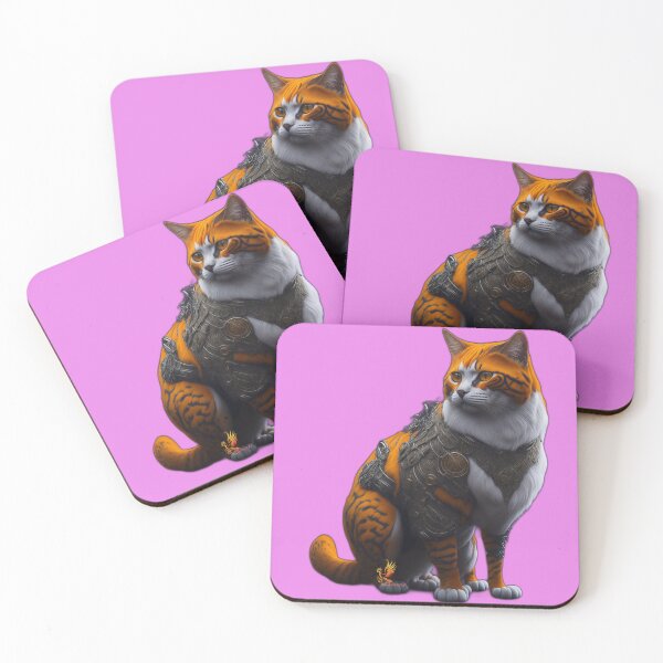 Item preview, Orange Cat in Steampunk Armor (Pink) designed and sold by AmaziaCo.