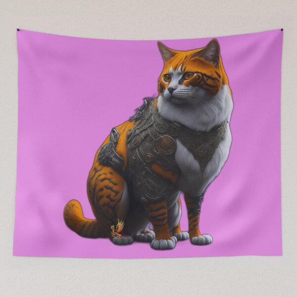 Item preview, Orange Cat in Steampunk Armor (Pink) designed and sold by AmaziaCo.