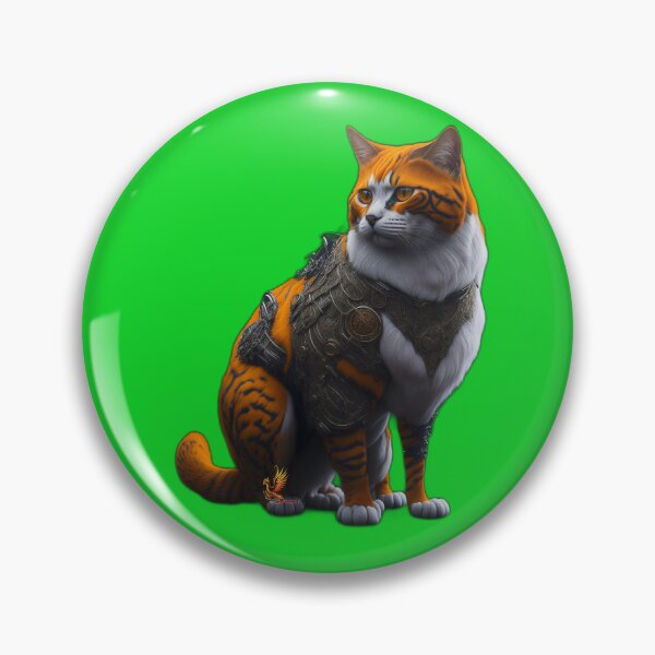 Item preview, Orange Cat in Steampunk Armor (Green) designed and sold by AmaziaCo.