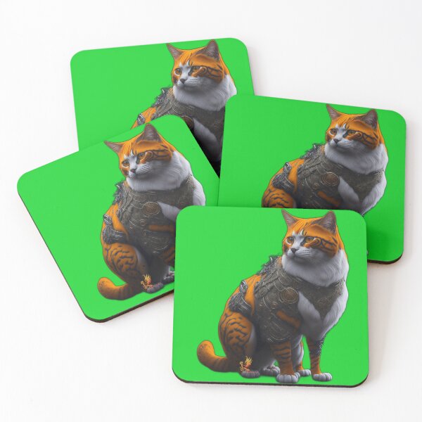 Item preview, Orange Cat in Steampunk Armor (Green) designed and sold by AmaziaCo.