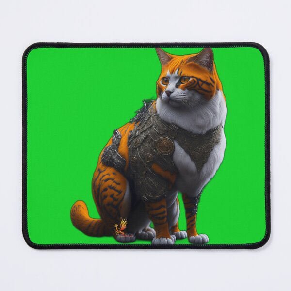 Item preview, Orange Cat in Steampunk Armor (Green) designed and sold by AmaziaCo.