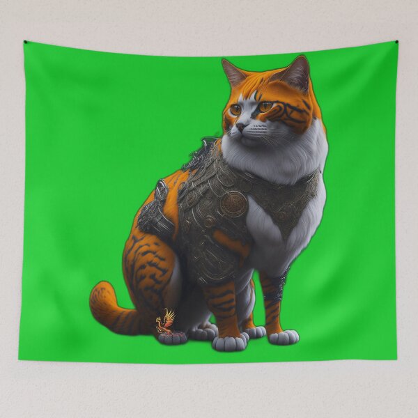 Item preview, Orange Cat in Steampunk Armor (Green) designed and sold by AmaziaCo.