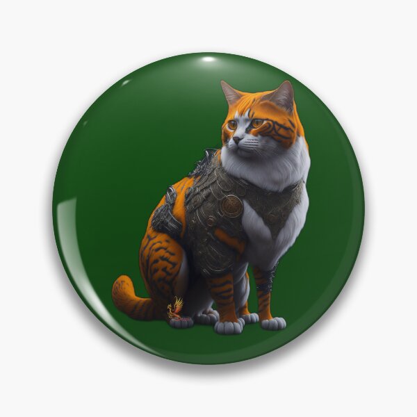 Item preview, Orange Cat in Steampunk Armor (Dark Green) designed and sold by AmaziaCo.
