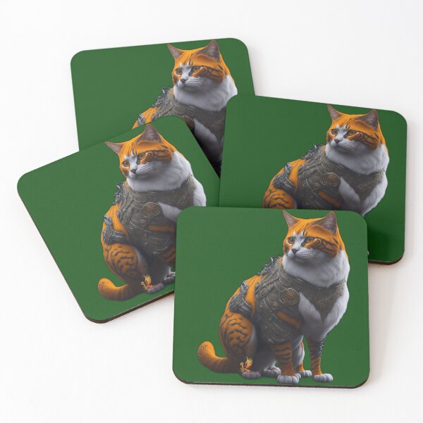 Item preview, Orange Cat in Steampunk Armor (Dark Green) designed and sold by AmaziaCo.