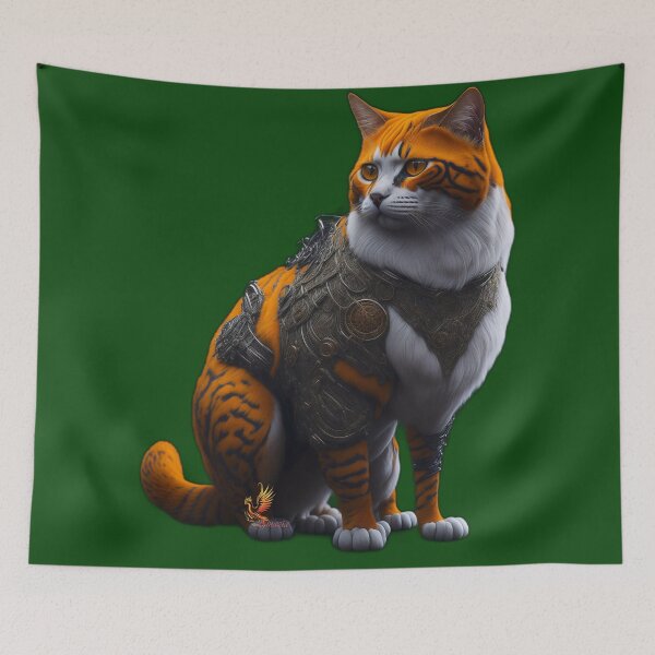 Item preview, Orange Cat in Steampunk Armor (Dark Green) designed and sold by AmaziaCo.