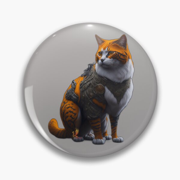 Item preview, Orange Cat in Steampunk Armor (Grey) designed and sold by AmaziaCo.