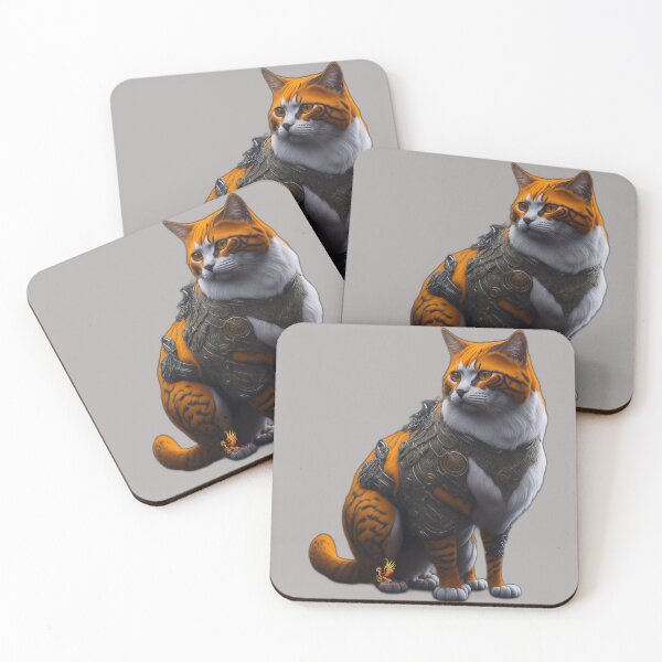 Item preview, Orange Cat in Steampunk Armor (Grey) designed and sold by AmaziaCo.