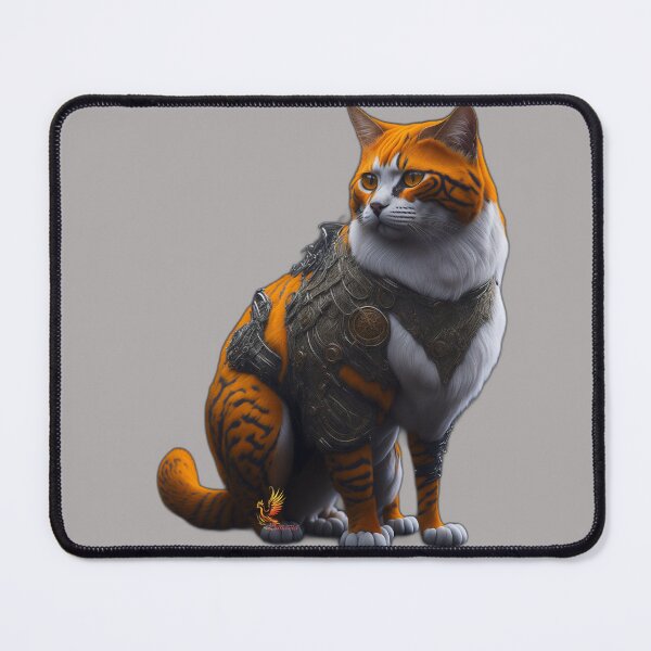 Item preview, Orange Cat in Steampunk Armor (Grey) designed and sold by AmaziaCo.