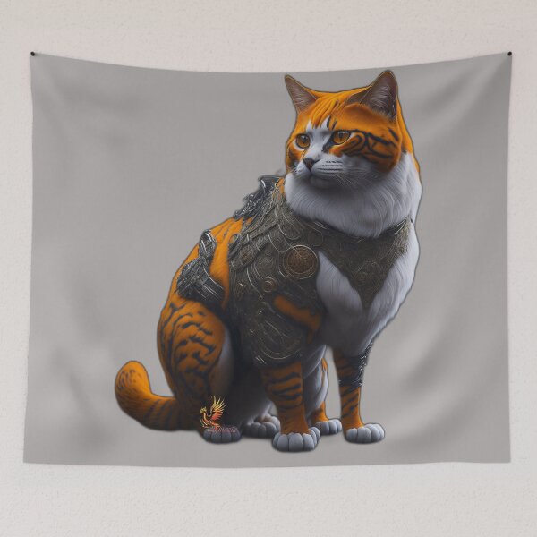 Item preview, Orange Cat in Steampunk Armor (Grey) designed and sold by AmaziaCo.