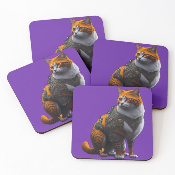 Item preview, Orange Cat in Steampunk Armor (Purple) designed and sold by AmaziaCo.
