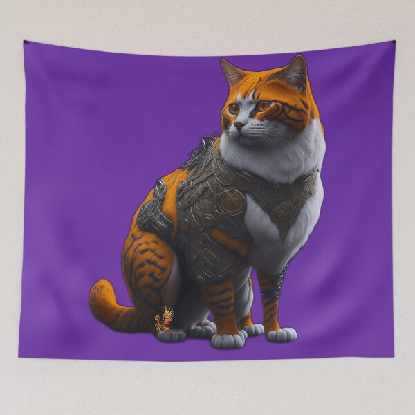 Item preview, Orange Cat in Steampunk Armor (Purple) designed and sold by AmaziaCo.