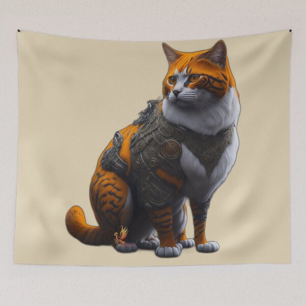Item preview, Orange Cat in Steampunk Armor (Beige) designed and sold by AmaziaCo.