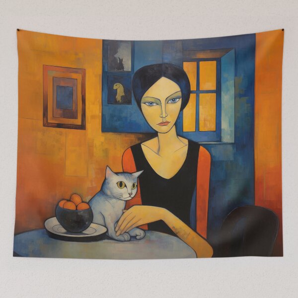 Item preview, Woman and Cat at the Table designed and sold by YoPedro.