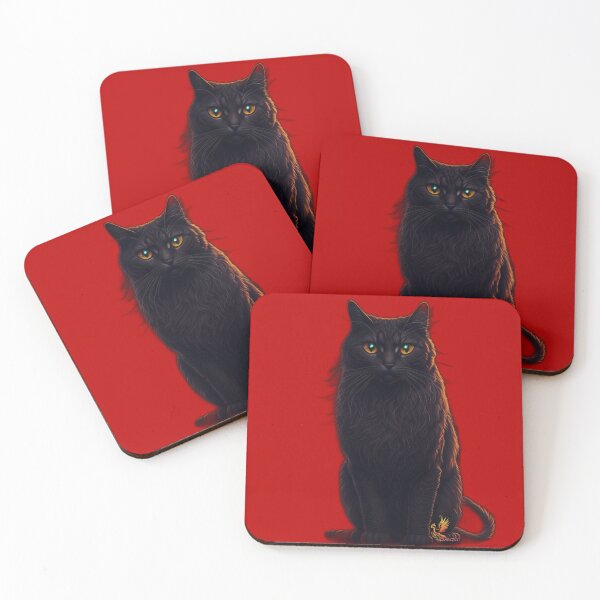 Item preview, Full-Body Black Cat (Red) designed and sold by AmaziaCo.