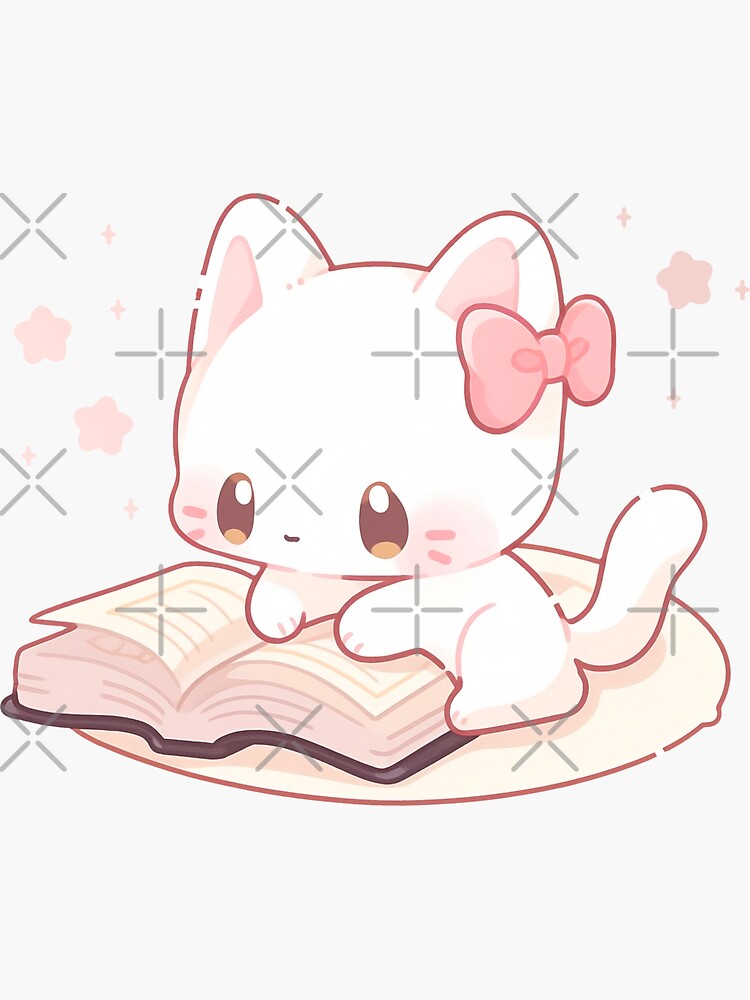Pink Kawaii Cat In A Box | Sticker